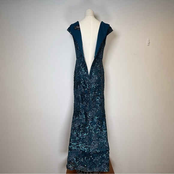 Alex Evenings Embroidered Lace And Sequins Cap Sleeve Gown Women’s Size 6 Petite - Picture 9 of 16